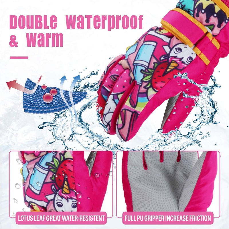 EVBEA Toddler Women Mens Snow Gloves Kids Waterproof Winter Warm Thermal Ski Snowboard Ladies Glove - Image 2
